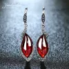 Boucles d'oreilles Jirshuntai Retro Silver Boucles d'oreilles pour les femmes vintage 925 Boucles d'oreilles longues rouge argent sterling