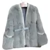 Autunno e inverno Nuova pelliccia di volpe a V-collo femmina Versione coreana Cintura rivettata Haining Fashion Fashion Coat