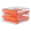 Portez de l'organisateur d'oeuf de rangement de cuisine pour les bacs de tiroir à 2 couches Fridger Récipient de panier en plastique transparent