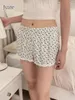 Damenshorts Jyate Spitzenverkleidung Blumen Frau 2024 Sommerknopf Elastische Taille gerade kurze Hosen süße Sweatshorts lässige Unterwäsche zu Hause