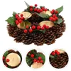 Titulares de vela Titular de Natal Artificial Eucalyptus Garland Berry Metal Wreath Front Door Centrepiche