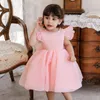Robes de fille Toddler Bow Baby Robe pour 1er anniversaire paillettes de princesse Mariage de fête née Baptême Blanc Prom Children Clothes