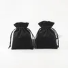 Jewelry Pouches 10pcs/lot Small Luxury Black Velvet Jewellry Packaging Gift 7x9cm 8x10cm Drawstring Rings Earrings Organizer Bag