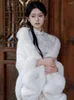 Damesjassen cape en sjaal kort imitatie bont wit fluweel losse casual cheongsam accessoires winter elegant gebreide één knop 1 st