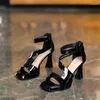Chaussures habillées femmes sexy talons hauts sandales fête chunky mode 2024 pantoufles d'été pompes à pied zip orteil zapatos mujer
