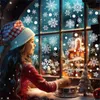 Adesivos de janela Decoração de porta de inverno e decoração de Natal Decorações de Natal Vidro estático de floco de neve branco