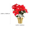 Decorative Flowers Simulation Poinsettia Pot Decoration Artificial Xmas Flower Plant Home Decor