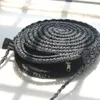 Sacs de soirée Crochet Black Round Paille Sac Femelle Summer Herbe Hands Handbag Vacation Paper Paper Corde