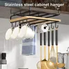Rackage de rangement en acier inoxydable ustensiles de cuisine sous les supports d'ustensiles d'armoire avec 10 crochets