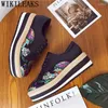 Casual schoenen van hoge kwaliteit geborduurde bloemen platform vrouwen flats zapatillas mujer dames sapato feminino