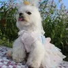 Ropa para perros la ropa para perros pequeños vestidos de boda fiesta de boda dos colores 5 tamaños de moda bordada