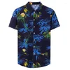 Men's Casual Shirts Summer Flower Animal Pattern Short Sleeved Shirt Top