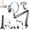 Monopodi LED Selfie Ring Light Poszione per telefono con cerchio pieghevole Riempimento Light Tripod Photography Ringlight per lo streaming YouTobe