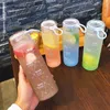 Wine Glasses Korean Simple Summer Fresh Scrub Glass Water Cup Personality High Value Trend Leakproof Bottles Female Student Hand