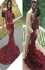 Sexy fille noire sirène borgogne robe de bal sud-africaine à manches longues en soirée Robe de fête personnalisée plus taille 2367742