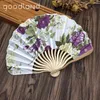 Dekoratif Figürinler Toptan 100 Pc/Lot Japon El Yapımı Bambu El Fan Asya Kiraz Çiçeği Baskı Cep Hediye