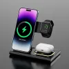 Caricabatterie 3 in 1 stazione dock di caricatore wireless da 30 W per iPhone 14 13 12 Pro Max Apple Watch 8 7 Samsung Watch 5 AirPods