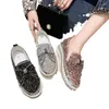 Casual schoenen vrouwen glanzende strass loafers bowknot slip-on dikke botton dames kristal vrouwelijk platform sneakers sport