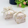 Geschenkverpackung 25/50pcs Marble Style Gold Candy Box Hochzeitsbevorzug und Geschenke für Gäste Schokolade danke Boxen mit Ribbons Partyzubehör