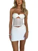 Tank da donna Donna Summer 2 pezzi Outfit Y2K Sexy Slim Crop Top Tube Shirt High BodyCon Wrap Mini Skirt Set