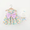 03 ans Robes de bébé d'été Fashion Imprimé Bow Floral Bow Princess Robe Sunhat 2pcs Set Born Infant Clothes Girl 240322