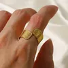 Cluster Rings Uworld 18k золота с ножом из нержавеющей стали Морщины мода модная текстура Регулируемая палец для женщин Стильно