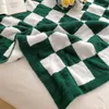 Blankets Nordic Style Checkerboard Knitted Nap Blanket Acrylic Plash Texture Suitable For Sofa Bed Cover Super Warm And Soft