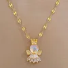 Colliers pendants exquis et à la mode légers de luxe Luxury Collier chérubin de la couronne du cadeau d'anniversaire parfait pour les filles