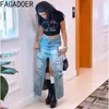 Jupes fagadoer mode tendance streetwear femmes hautes raies de poche cargo denim trou féminin de cowboy assorti