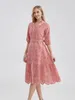 Marwin Cotton Hollow Out Summer Dres Holiday Perppy Casual High midja Ruffled Mini Vneck Dresses Aline Frills Vestido 240408