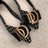 Casual Shoes Pointed Flat For Women's Boat Black Work Checkered Shallow Women Super Big Size 45 46 47 48 49 50