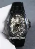 New Excalibur 46 Spide RDDBEX0705 JAPAN MIYOTA RD820SQ Automatisk Tourbillon Mens Watch Skeleton Dial PVD Black Steel Case Läder 2220047