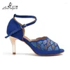 Chaussures de danse Ladingwu abricot / ciel bleu / rouge / bleu collocation flanelle ramiage chaussure latin femme salsa talon haut de gamme 7,5 cm