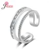 Cluster anneaux Arrivée 925 Double couche en argent sterling pour femmes bijoux mode ouverte d'anneau de doigt réglable en gros