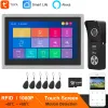 Intercom Homefong Wifi Video Intercom System 10 Inch Touch Screen Rfid Doorbell 1080p Motion Detection Record Smart Phone App Open 2 Lock