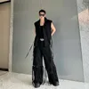 Herrspår HKSH Spring Summer Tide Niche Designer's High Street Leisure Löstagbara band Wide Leg Pants Vest Set Korean HK0591