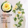 Flores decorativas Simulação de videiras de rosa Rattan Sala de estar de ar condicionado decoração de teto de tubo para bloquear suprimentos de casamento plástico