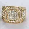 Anpassad 14K 18K Real Gold Diamond Out Ring Hip-Hop Moissanite Diamond Yellow Gold Ring Bling SMYCEM FÖR MÄN RING