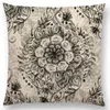 Kussen boho kunst kleurrijke bloemen prachtige bloemige doodle geometrie mandala decoratieve patroonomslag sofa throw case