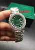 Diamantes completos modas MEN039S RESPOSTA GREENBLACK DIAL DOLENDAR DUPLENDAR RESPOSTA AUTOMÁTICO DE MOLEMENTO HIPHOP RELISTRAS4853040