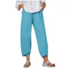 Fashion Street trendsetter solid color oversized women's cotton and linen simple and loose casual wide leg cropped pants Comfort Pencil Pants S-5XL