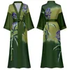 Home Clothing Casual Nightdress Loose Nightgown Rayon Intimate Lingerie Nightwear Print Hyacinth Sleepwear Women Satin Kimono Robe Gown