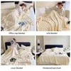 Blankets Winter Warm Blanket Plush Skin-Friendly Bedspread Solid Striped Throw Sofa Air Conditioning For Bedroom