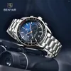 Zegarek na rękę Benyar Moon Watch for Men Dial Chronograph Waterproof Waterproof Quartz Mens Watches Automatyczny sport Top Luksus Clock 2024