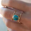 Rings Cluster Caoshi Bohemia imitazione Anello di dito turchese femminile Design semplice versatile gioielli per donne Accessori per feste quotidiani regalo