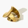 Ringos de cluster PERIDO DA Caixa Peripa Bold 18K PVD Gold Gold Bated Irregular Open Ring Open para Jóias de Declaração de Aço Axtico