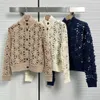 Sweater dames Europees modemerk Shining Bead Handmade Hook Flower Hollow Knitted Coat