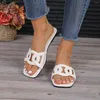 Slippers Femmes Sandales 2024 Tournettes d'été Tapes d'atelier de perles Plat Flat Outdoor Dames Comfort Beach Mujer