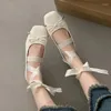 Buty swobodne balet taniec flats kowbojek bowę kobiety marie janes sandały projektant 2024 Summer Lolita sukienka marka żeńska zapatos