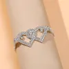 Tornozinhos Bling Bracelete de tornozelo brilhante para mulheres Twinkle Double Heart Heart Rhinestone Foot Jewelry Summer